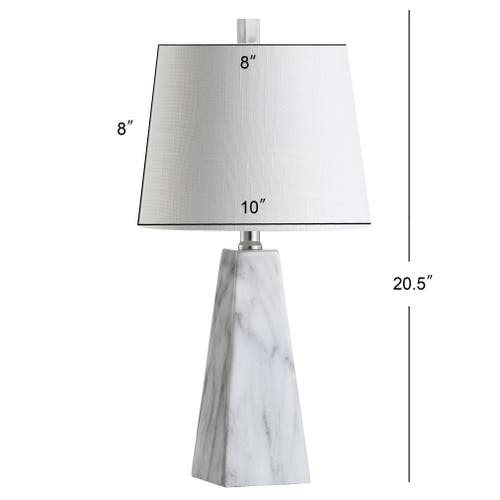 Jonathan Y Owen Contemporary Resin Led Table Lamp In White Marble Finish