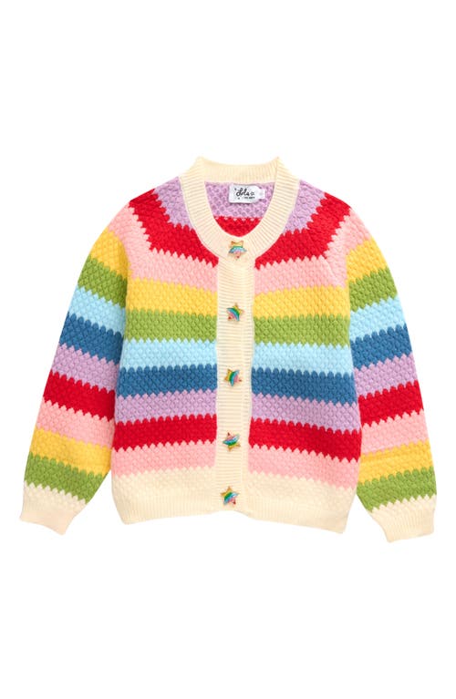 LOLA & THE BOYS LOLA + THE BOYS KIDS' RAINBOW STRIPE CARDIGAN 