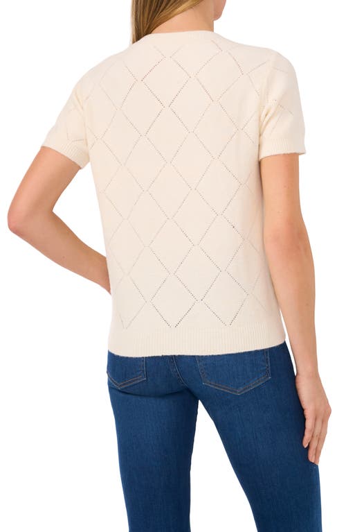 Cece Diamond Stitch Sweater In Creamy White