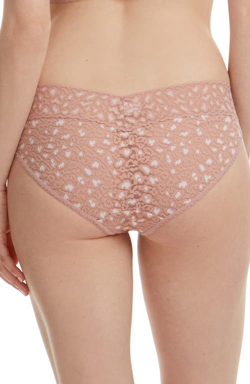 Shop Hanky Panky X-dye Leopard Print Lace Vikini In Desert Rose/white