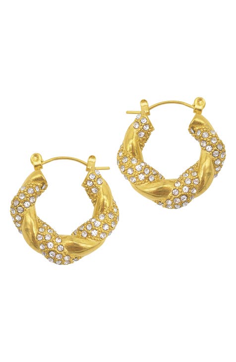 Twist Pavé Water Resistant Wide Hoop Earrings