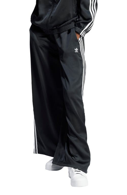 adidas Originals Recycled Polyester Satin Wide Leg Track Pants Black at Nordstrom,