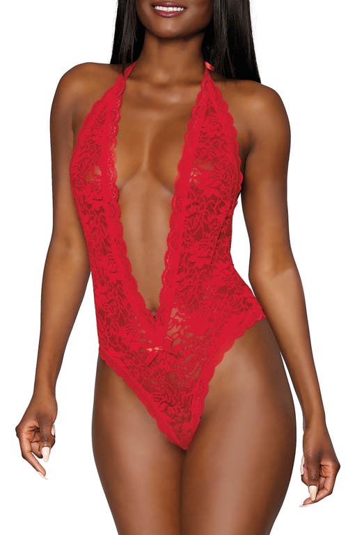 Halter Lace Teddy in Red