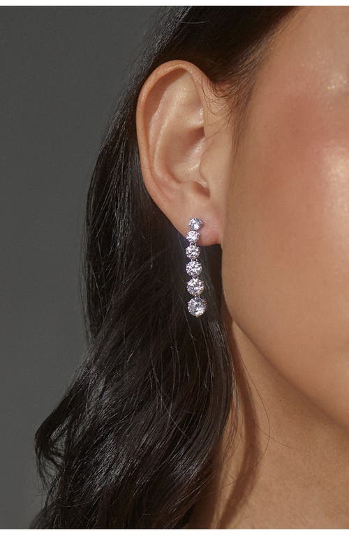 Nadri Graduated Cubic Zirconia Linear Drop Earrings In Rhodium