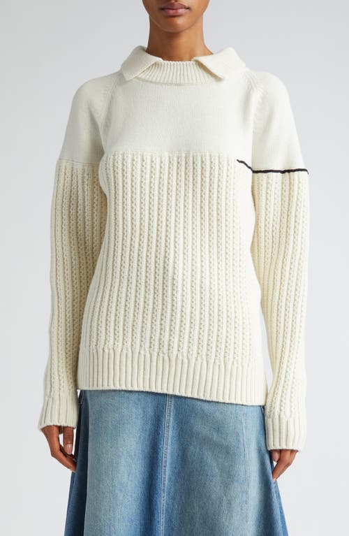 Victoria Beckham Collared Lambswool Mixed Stitch Sweater at Nordstrom,