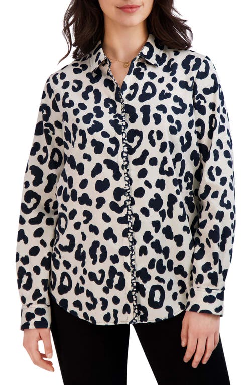 Foxcroft Cheetah Print Shirt Black/Ivory at Nordstrom,