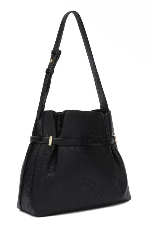Furla Aura Belted Leather Shoulder Bag In Nero