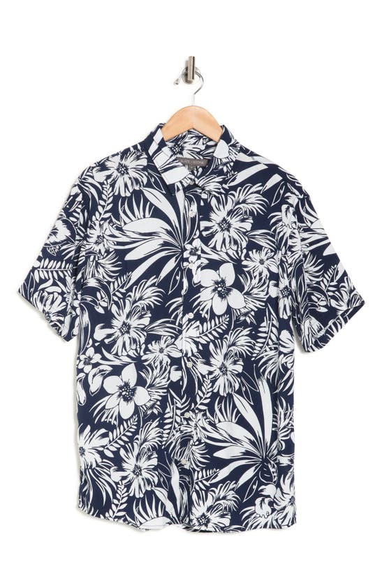 Slate & Stone Short Sleeve Floral Print Shirt In Navy Large Floral Print
