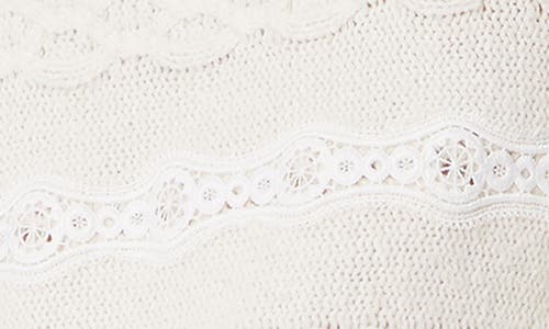 Shop Sam Edelman Jette Lace Inset Cable Sweater In Gardenia