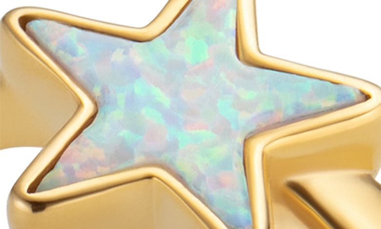 July Child Shooting Star Ring In Star Shaped Gold/ White Opal