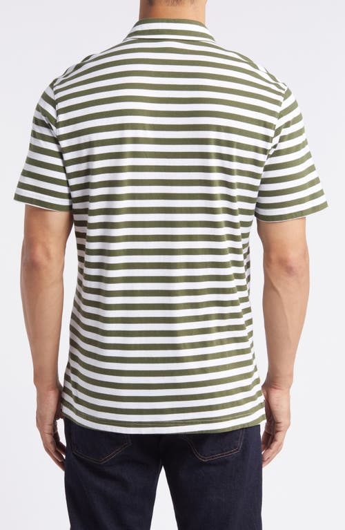 Ag Bryce Stripe Polo In True White/new Spruce