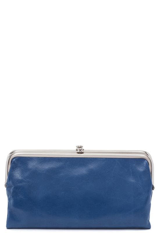 Hobo Lauren Leather Double Frame Clutch In Atlantis Blue