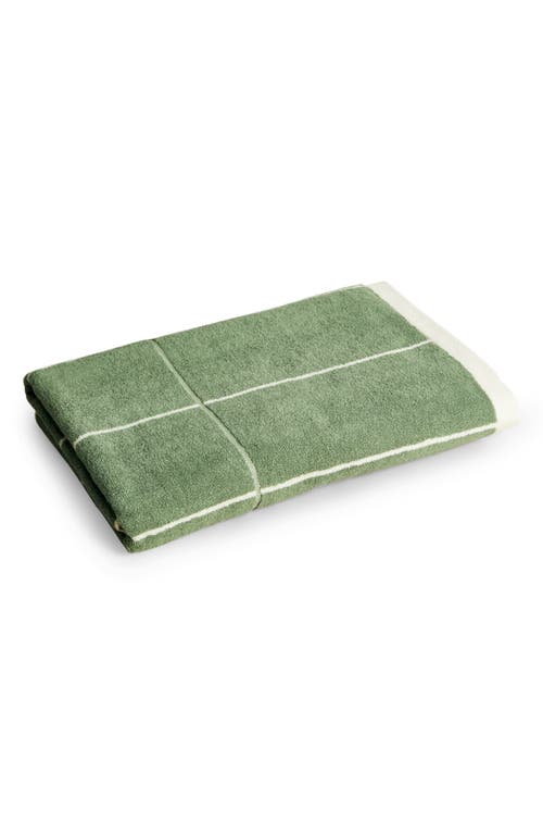 Baina Miles Organic Cotton Bath Sheet In Sage/chalk