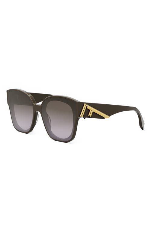 Shop Fendi ' First 63mm Square Sunglasses In Shiny Dark Brown/brown