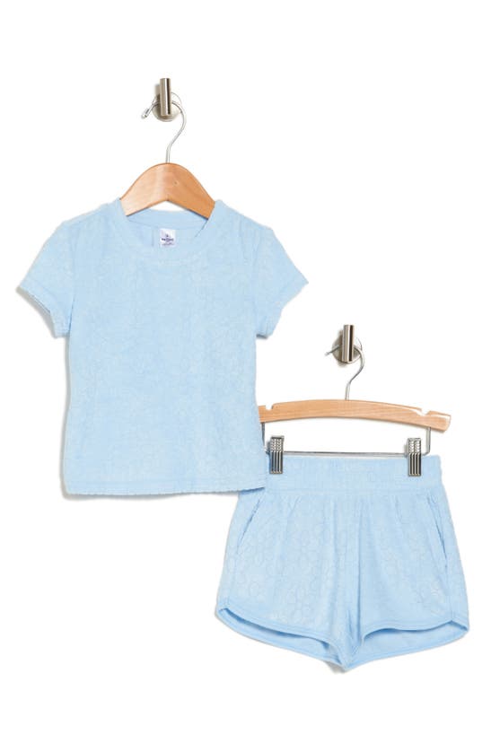 Shop 90 Degree By Reflex Kids' Sunny Towel Terry T-shirt & Shorts Set In Delicate Daisy Dutch Canal