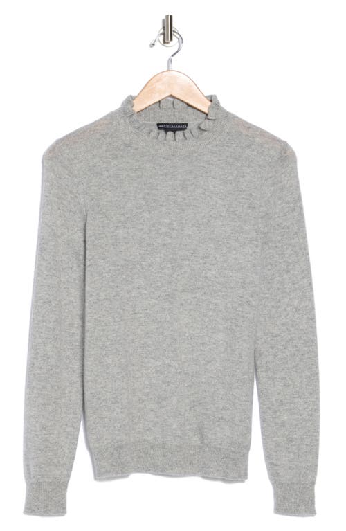 Sofia Cashmere Ruffle Mock Neck Cashmere Sweater In Medium Grey