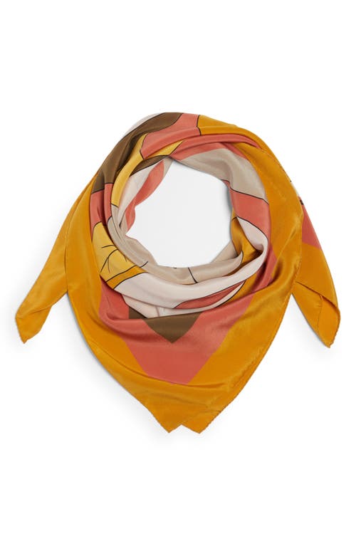 Shop Saint Laurent Floral Print Silk Scarf In Tangerine/multicolor