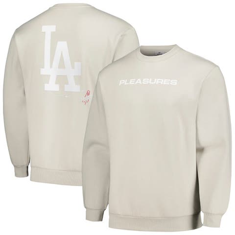 Men's PLEASURES Gray Los Angeles Dodgers Ballpark Pullover Sweatshirt