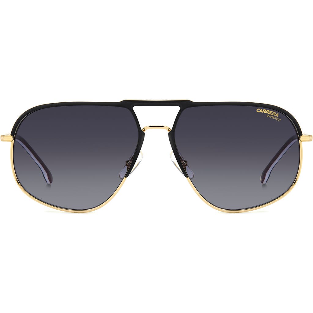 Carrera Eyewear 60mm Aviator Sunglasses In Matte Black Gold/grey Shaded