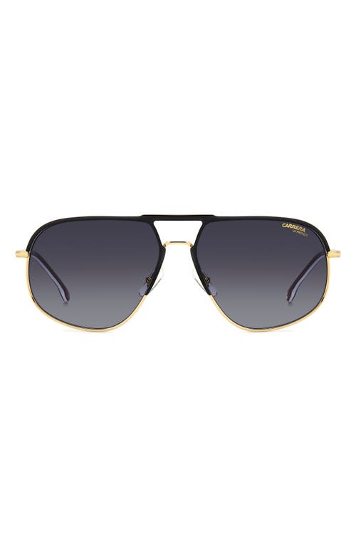 60mm Aviator Sunglasses in Matte Black Gold/Grey Shaded