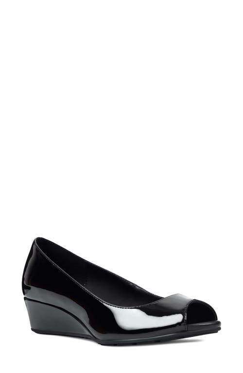 Bandolino Peep Toe Wedge Pump Faux Patent Leather at Nordstrom,