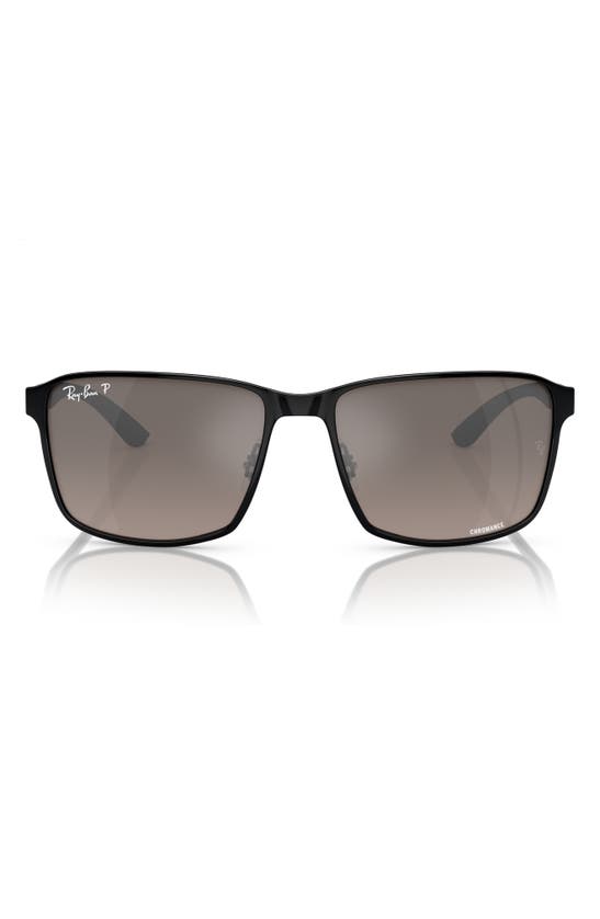 Shop Ray Ban Ray-ban Chromance 55mm Polarized Square Sunglasses In Black/grey