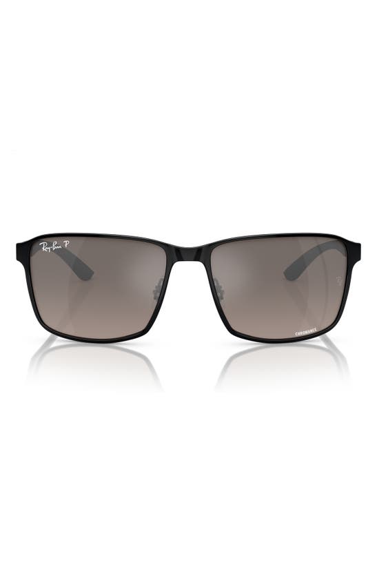 Ray Ban Chromance 55mm Polarized Square Sunglasses In Black/grey