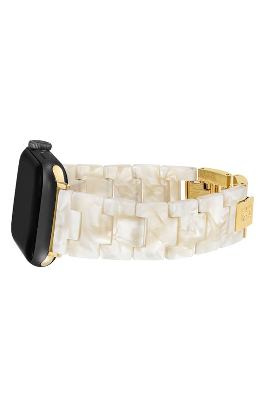 Shop Anne Klein Marbelized Apple Watch® Watchband In Ivory