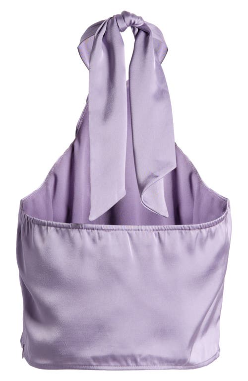 Shop Astr The Label Draped Ruched Satin Top In Lavender