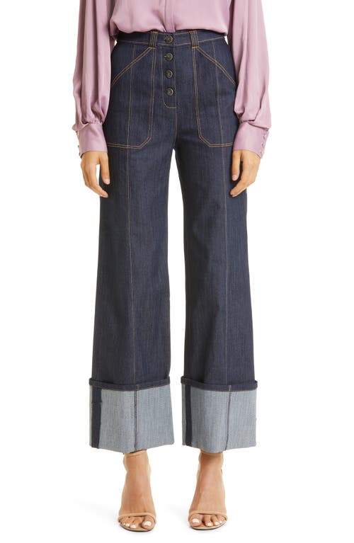 Cinq à Sept Benji Topstitch Cuff Jeans Indigo at Nordstrom,