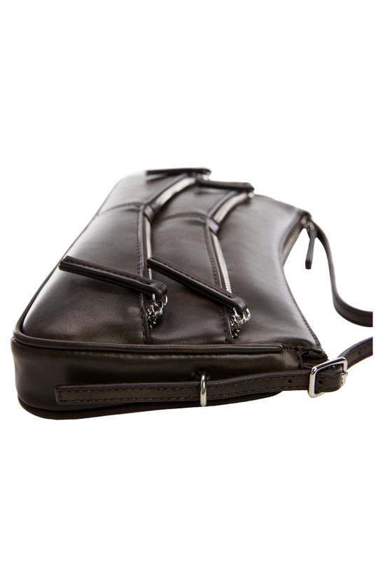 Shop Mango Zip Detail Shoulder Bag In Charcoal
