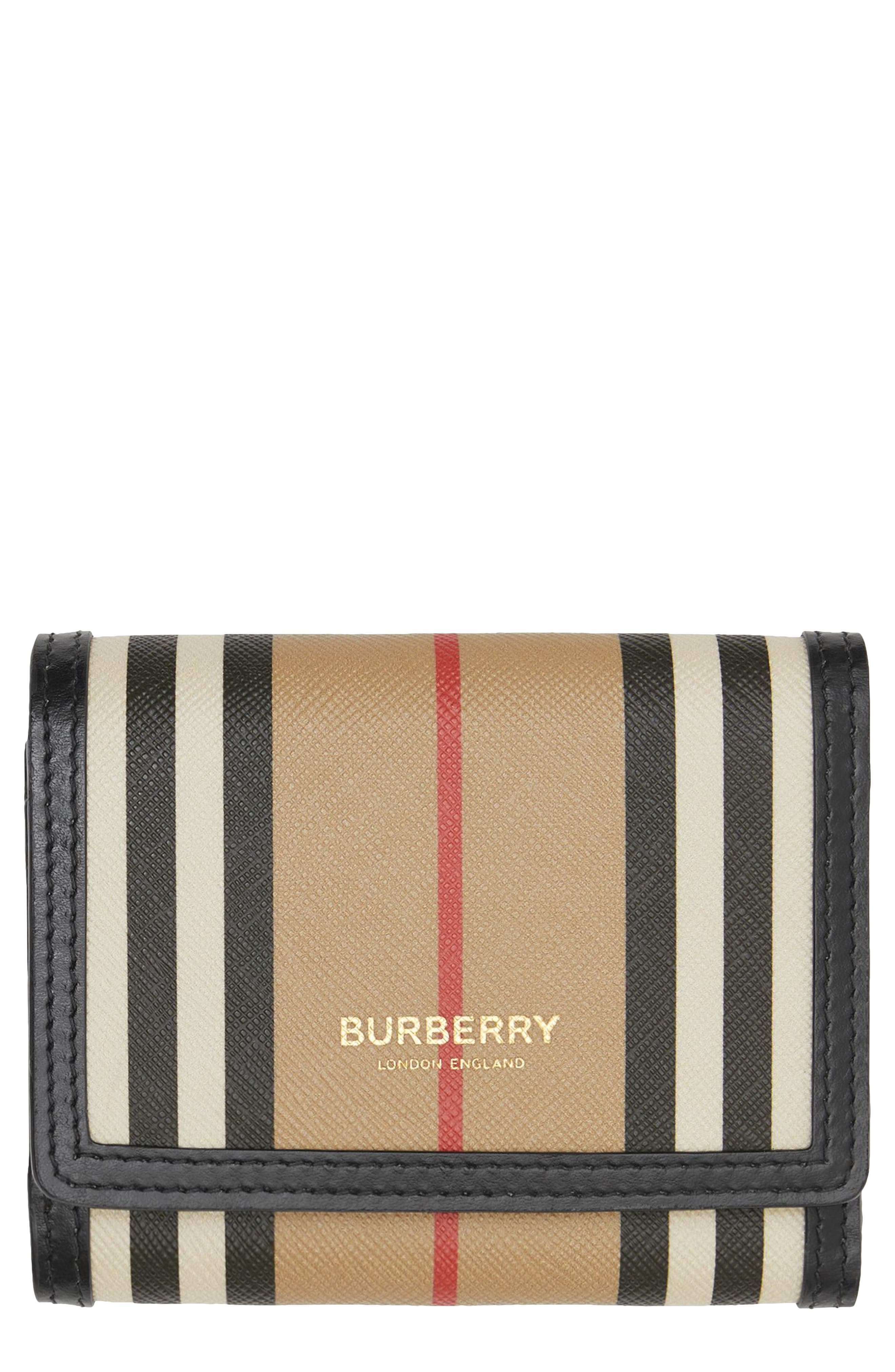 Burberry Lancaster Icon Stripe E-Canvas Wallet in Archive Beige at Nordstrom
