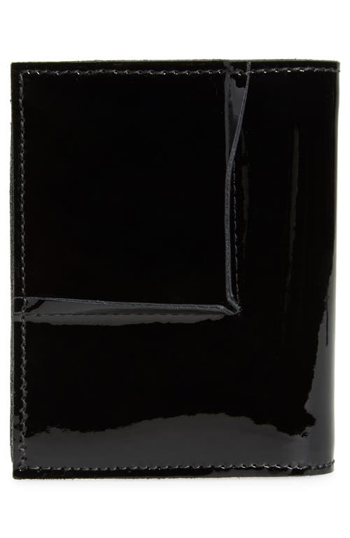 Shop Comme Des Garçons Wallets Reversed Corner Patent Leather Card Case In Black