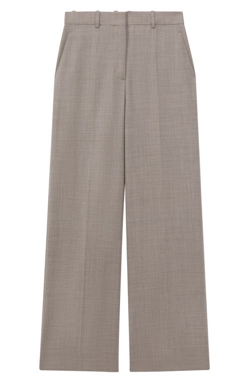 Reiss Oatmeal Wool Blend Wide Leg Suit Trousers In Oatmeal