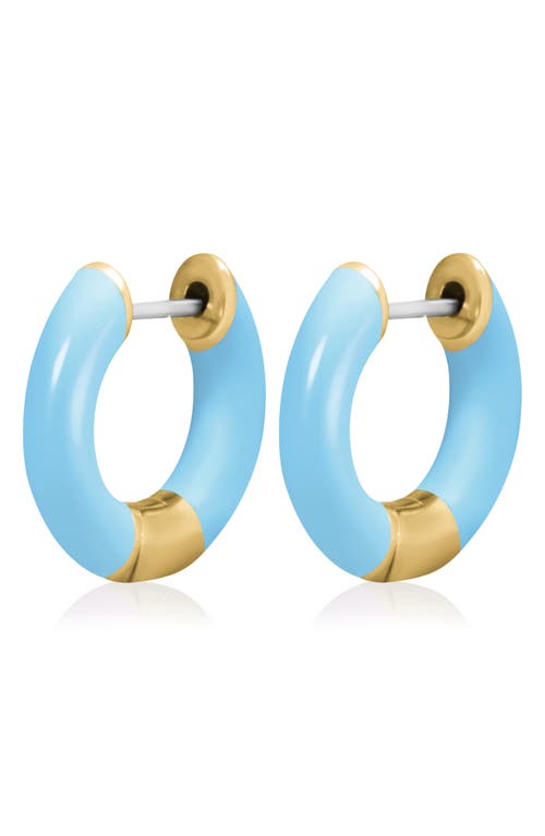 Central Park Tubular Enamel Hoop Earrings In Baby Blue