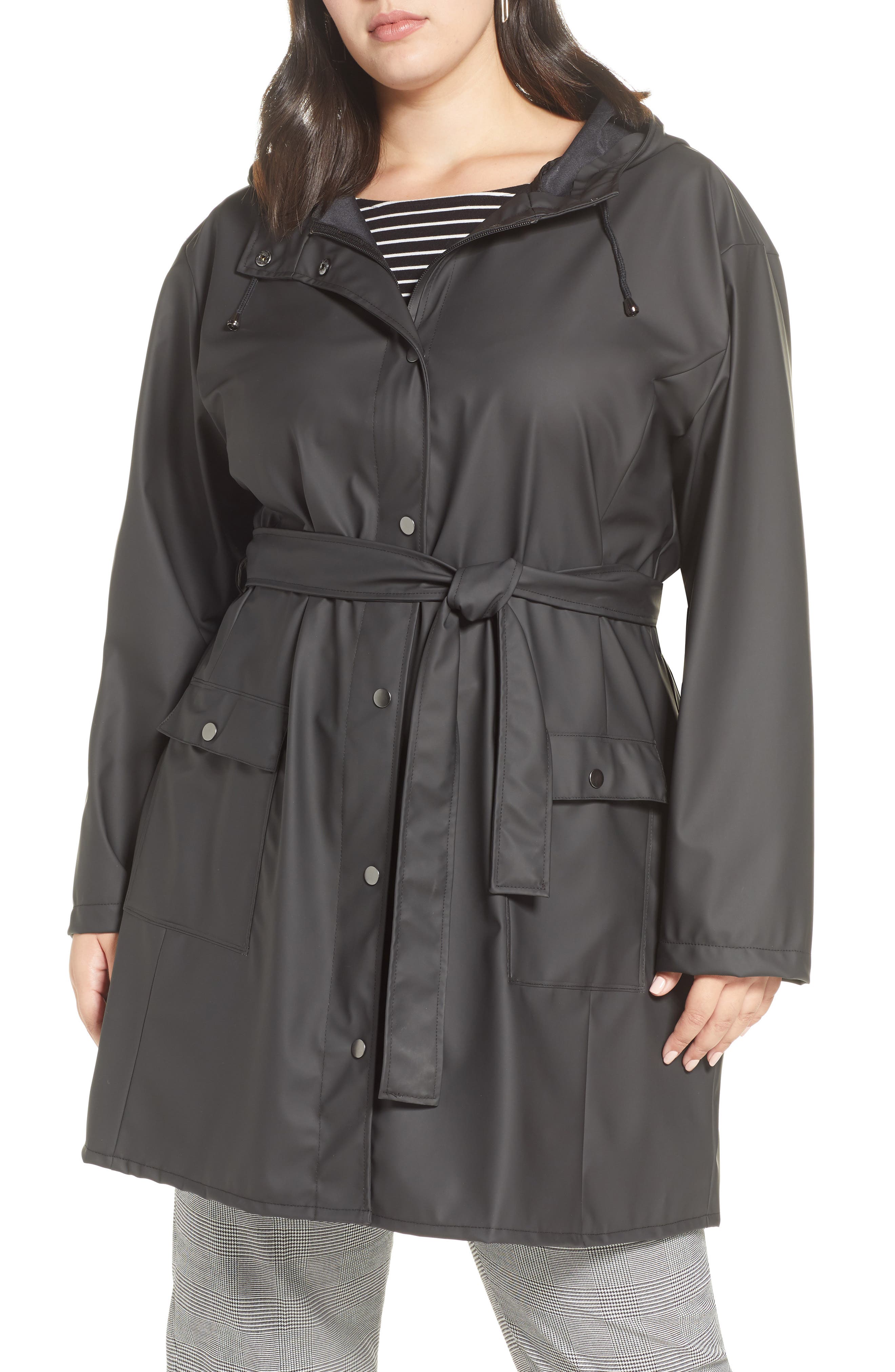Halogen® Coated Hooded Rain Jacket (Plus Size) Nordstrom