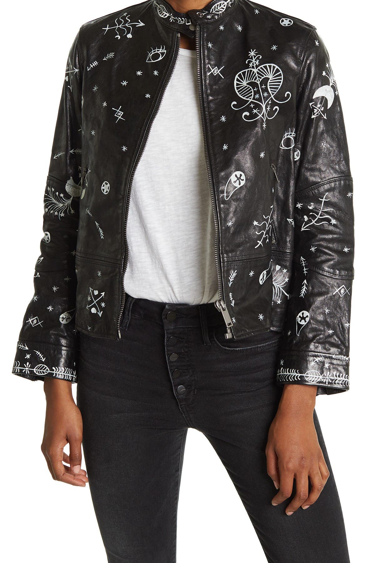 leather jacket with back print