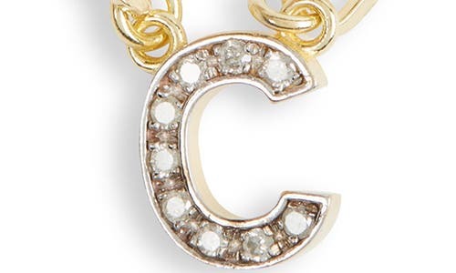 Meshmerise Diamond Initial Charm Paper Clip Chain Necklace In Yellow-c