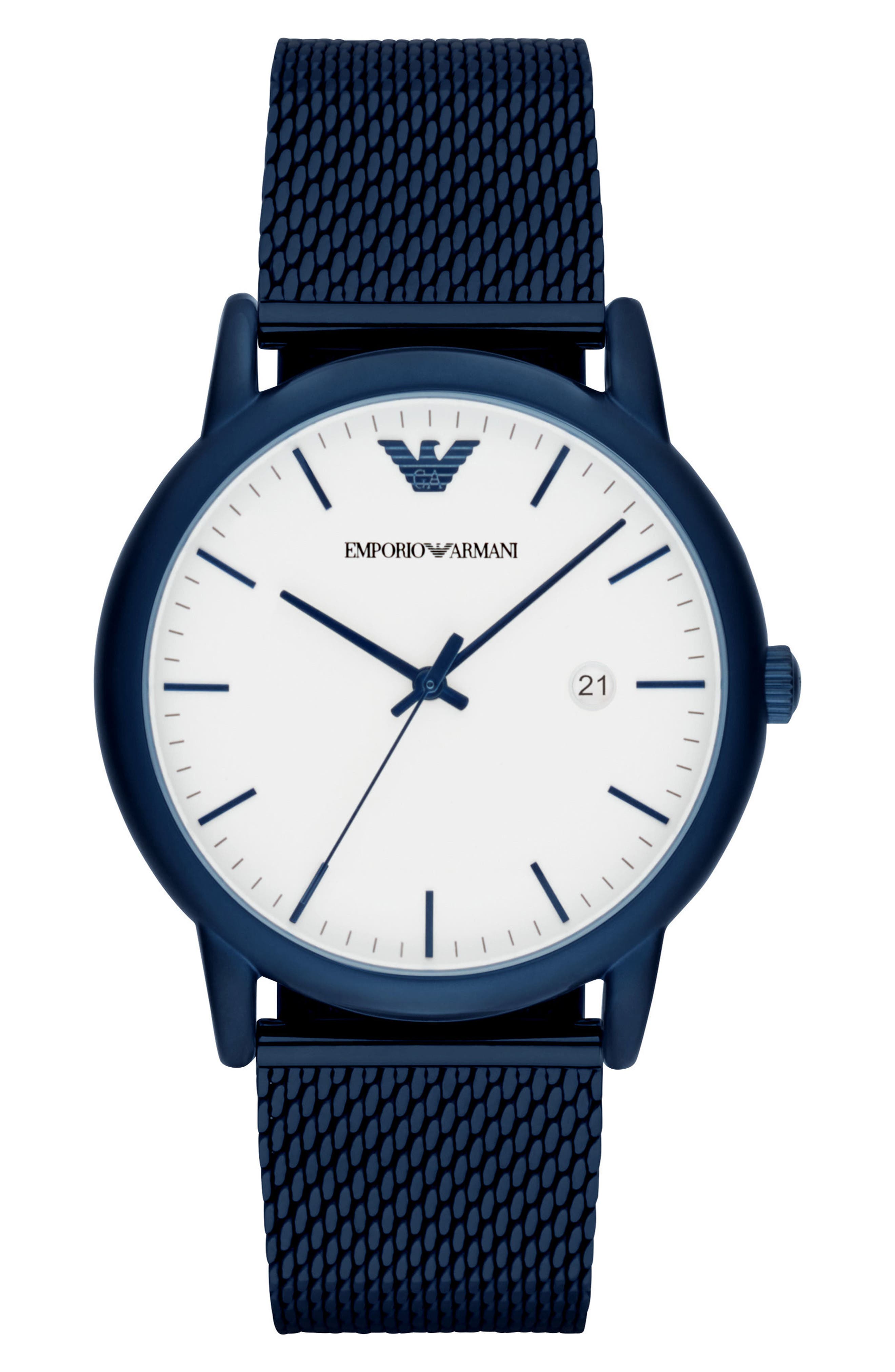 emporio armani mesh strap watch