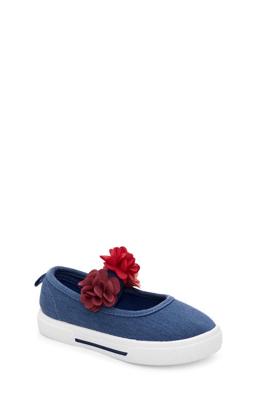 Shop Carter's Carters Kids' Rosa Flower Strap Mary Jane Flat In Blue