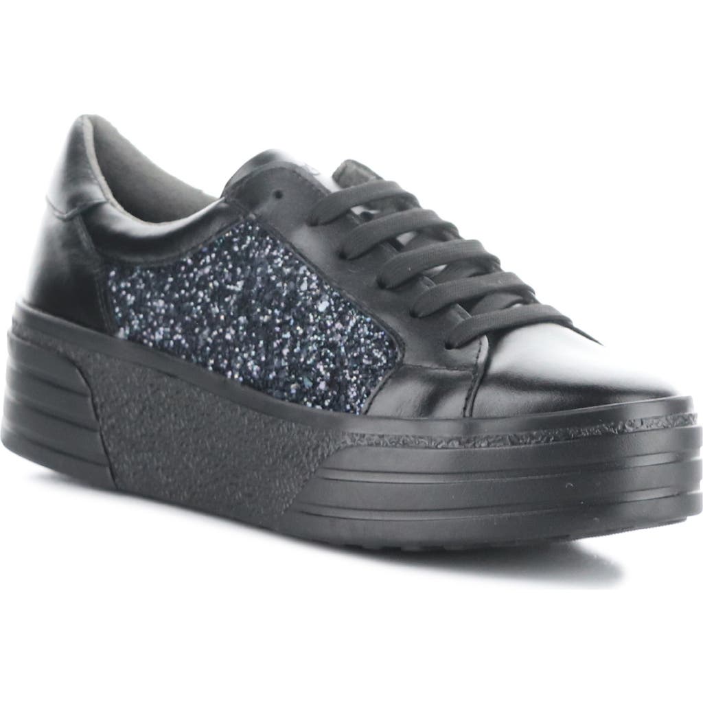 Bos. & Co. Lona Glitter Platform Sneaker In Black/espacio