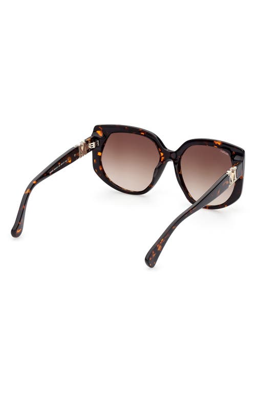 Shop Max Mara 58mm Gradient Geometric Sunglasses In Dark Havana/gradient Brown