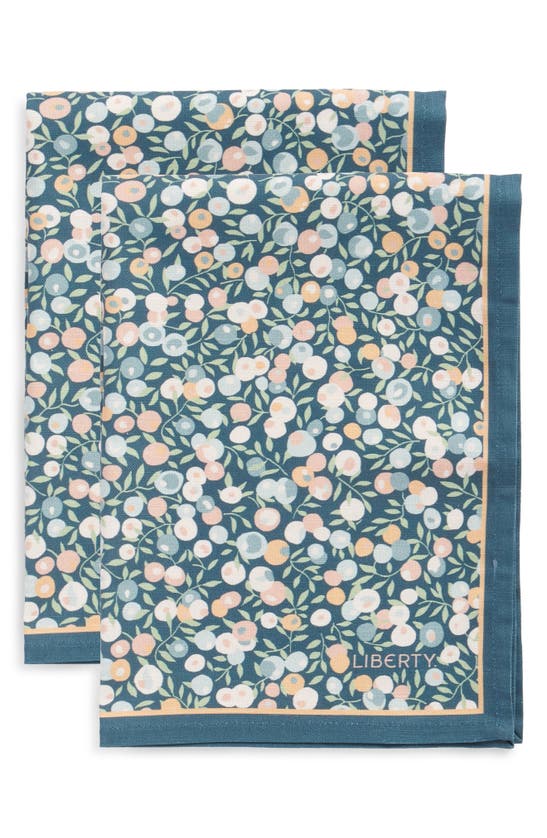 Shop Liberty London 2-pack Berry Tea Towels In Green