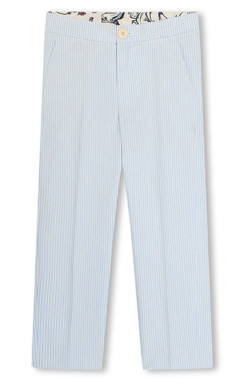 Kenzo Kids' Cotton Blend Seersucker Pants In Blue/ivory