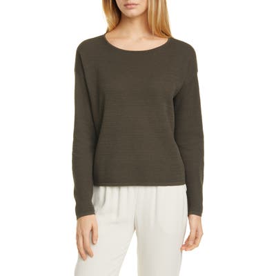 Eileen Fisher Bateau Neck Silk Blend Top, Beige