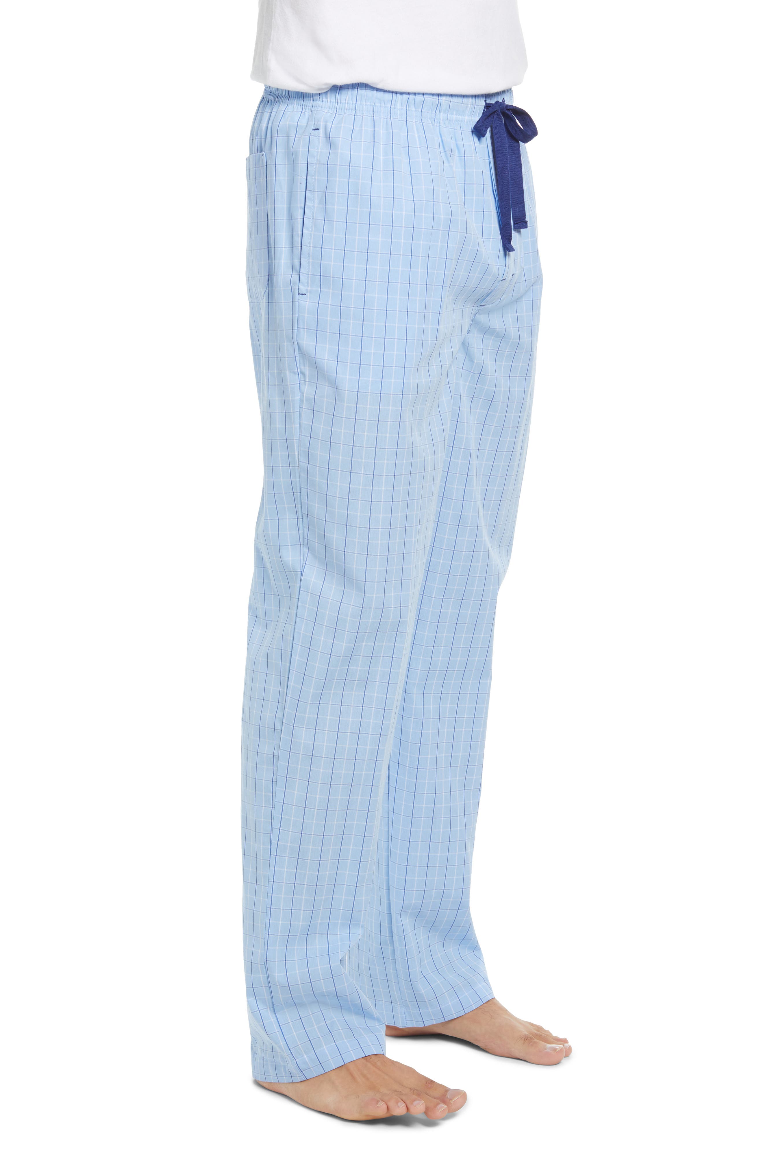 Majestic International Woven Pajama Pants in Light Blue Check