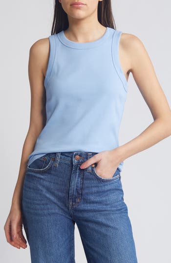 Madewell Brightside Rib Racerback Tank In Powder Blue