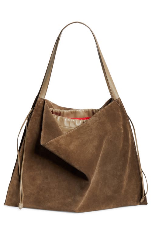 Christian Louboutin Le 54 Suede Drawstring Tote In E722 Silex/silex/gun Metal