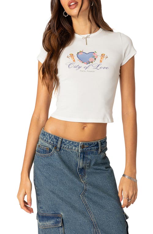EDIKTED City Lovers Crop Babydoll T-Shirt White at Nordstrom,