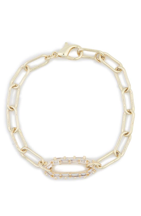 Shop Meshmerise Crystal Paper Clip Chain Bracelet In Yellow